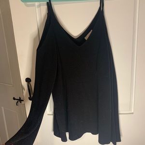 Peekaboo cold shoulder black sweater